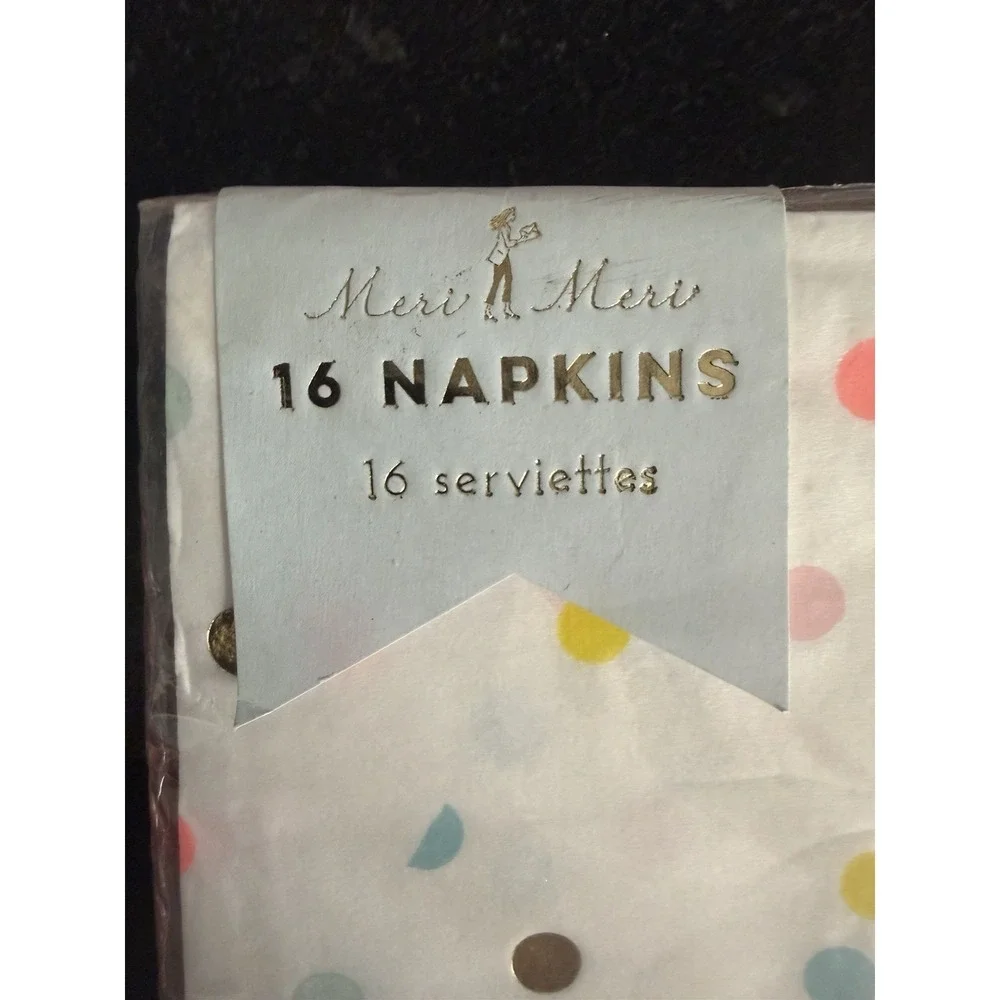 Meri‎ Meri Polka Dot Party Napkins Lot of 4 Packs 16 Each Scalloped